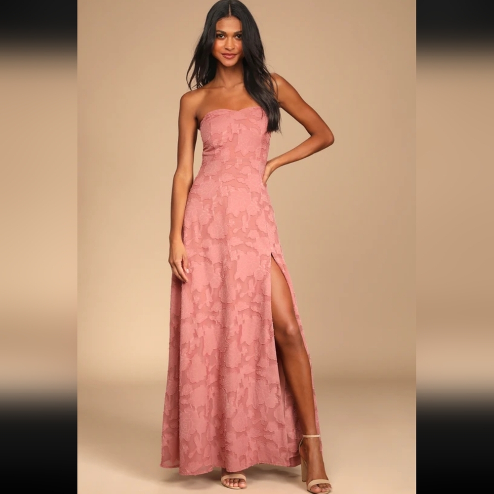 LULUS Garden of Romance Rusty Rose Burnout Maxi Dresa